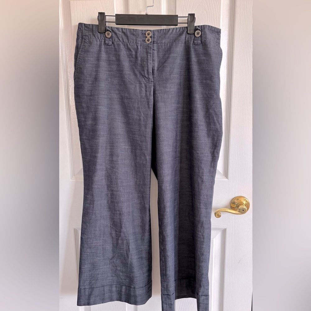 LOFT Petite Chambray Denim Wide-Leg Pants